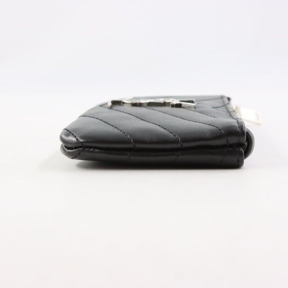 NWT Saint Laurent Cassandre Matelasse Key Pouch in Quilted Black Leather/Silver - Picture 4 of 14